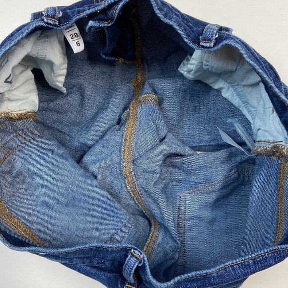 Loft High Rise Shortie Raw Hem Rolled 4 inch inseam denim jean shorts - Picture 9 of 15